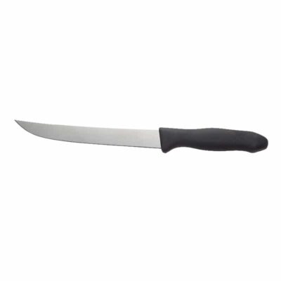 128-6137- Straight Knife - Black Handle - 8inch