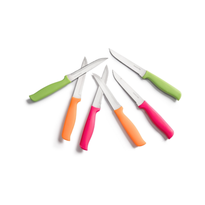 K2080 Shiny pink,green,orange serrated pack of 6